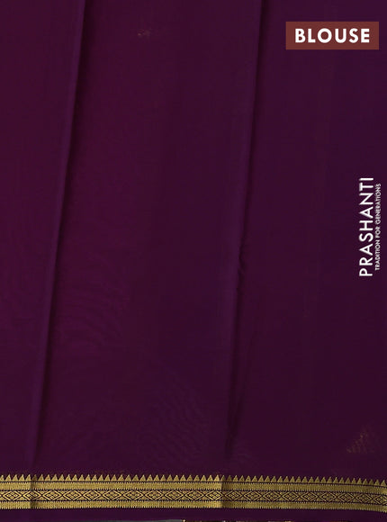 Pure mysore silk saree deep purple with plain body and zari woven border