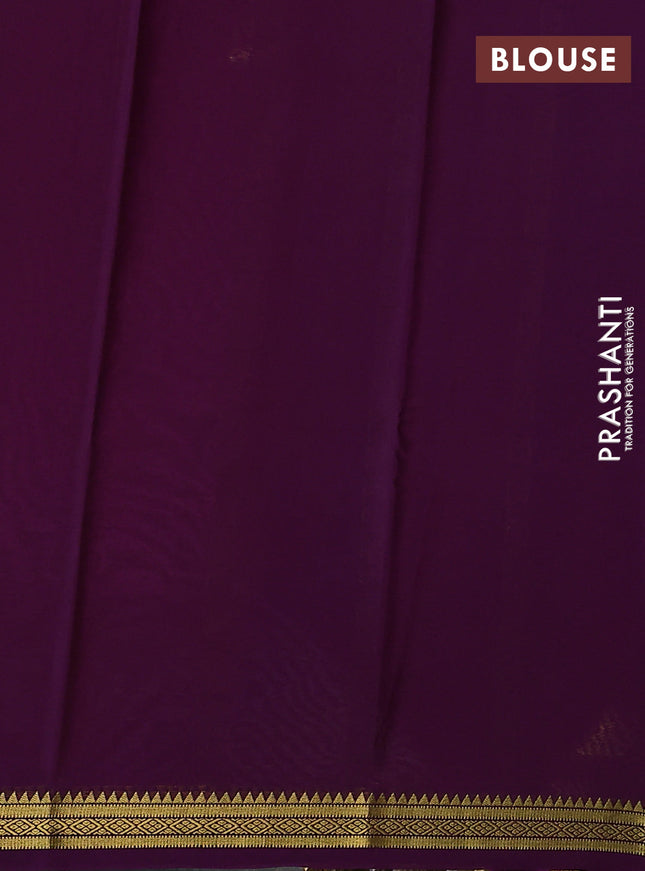 Pure mysore silk saree deep purple with plain body and zari woven border
