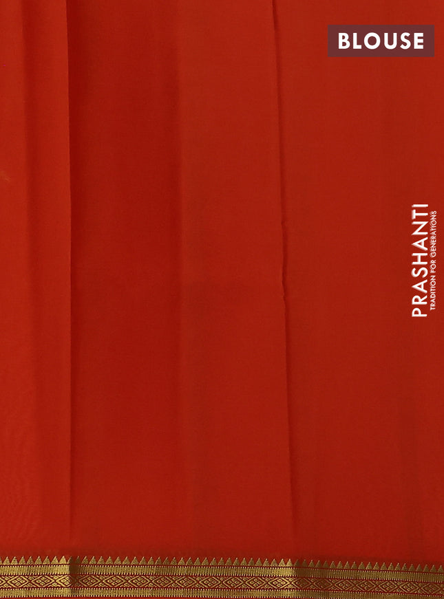 Pure mysore silk saree rustic orange with plain body and zari woven border