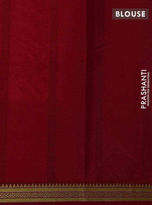 Pure mysore silk saree red with plain body and zari woven border