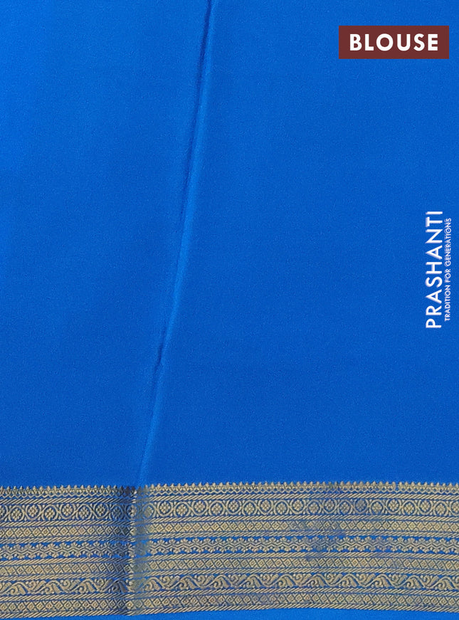 Pure mysore silk saree royal blue and cs blue with allover zari woven buttas and zari woven border