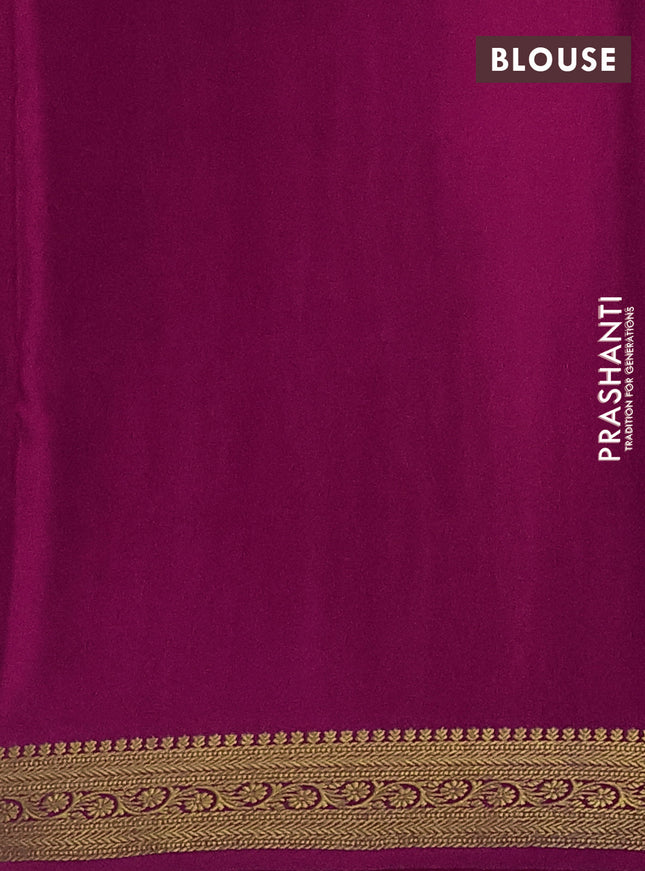 Pure mysore silk saree teal green shade and pink with allover zari weaves and zari woven border