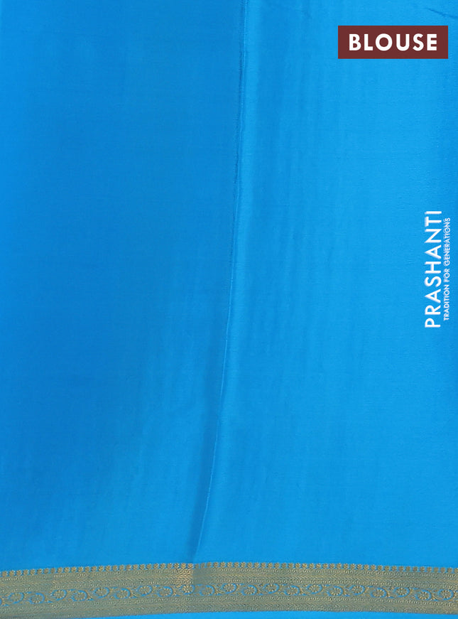 Pure mysore silk saree royal blue and blue with allover zari weaves and zari woven border