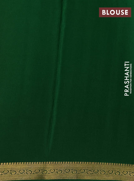 Pure mysore silk saree red and green with allover zari weaves and zari woven border