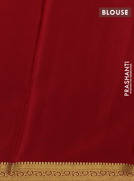 Pure mysore silk saree bottle green and red with allover zari weaves and zari woven border