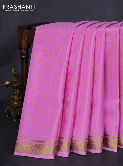 Pure mysore silk saree light pink with allover zari weaves and zari woven border