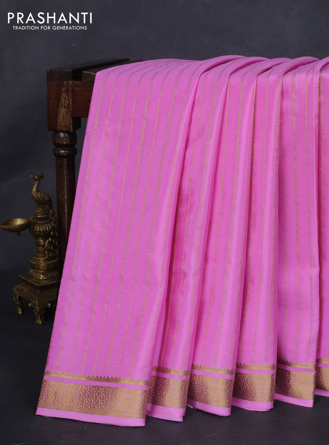 Pure mysore silk saree light pink with allover zari weaves and zari woven border