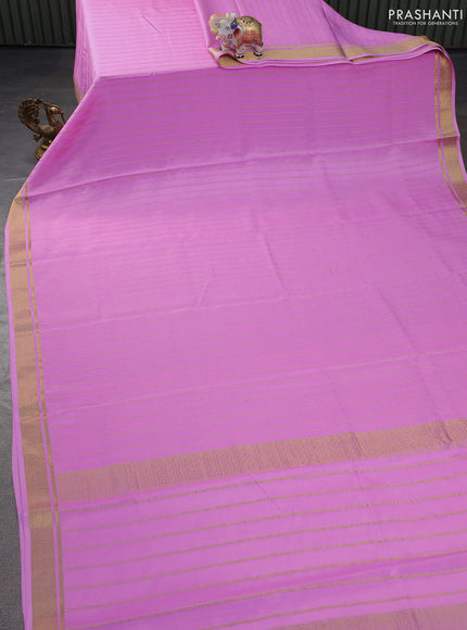 Pure mysore silk saree light pink with allover zari weaves and zari woven border