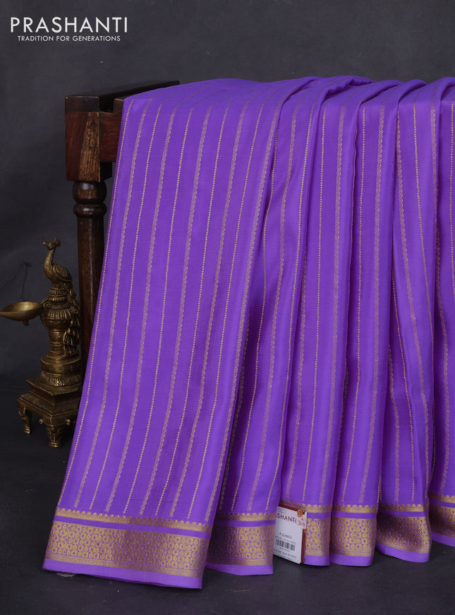Pure mysore silk saree lavender with allover zari weaves and zari woven border