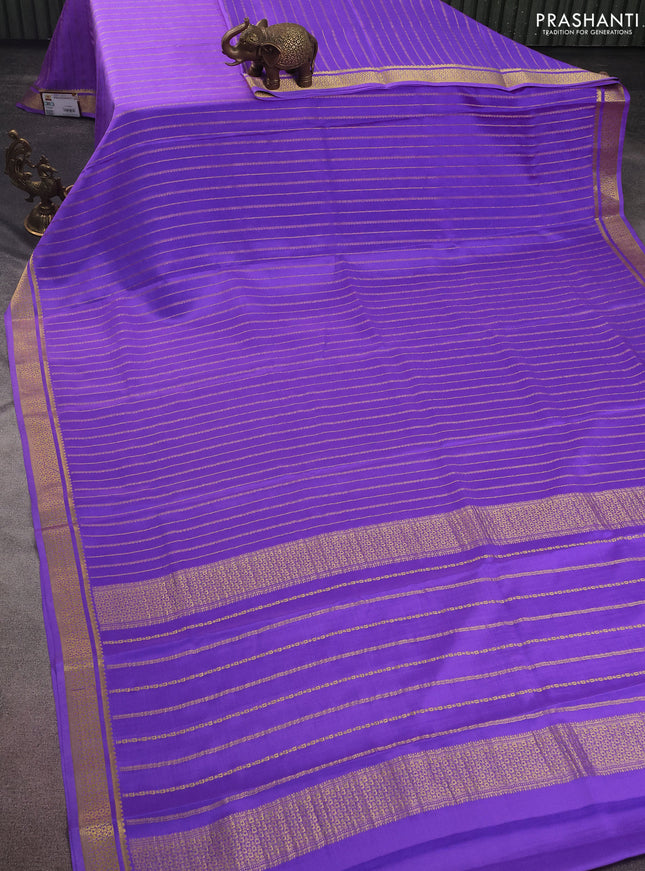 Pure mysore silk saree lavender with allover zari weaves and zari woven border