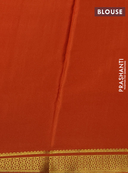 Pure mysore silk saree orange with allover zari weaves and zari woven border