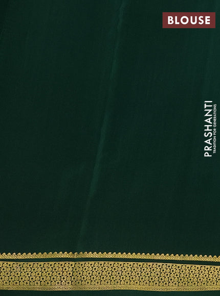 Pure mysore silk saree bottle green with allover zari weaves and zari woven border