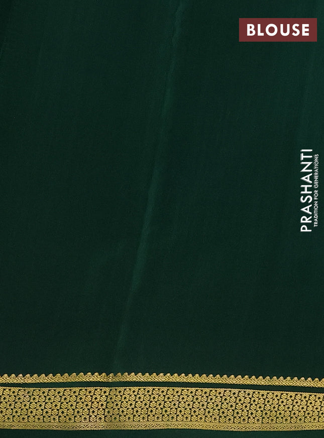 Pure mysore silk saree bottle green with allover zari weaves and zari woven border