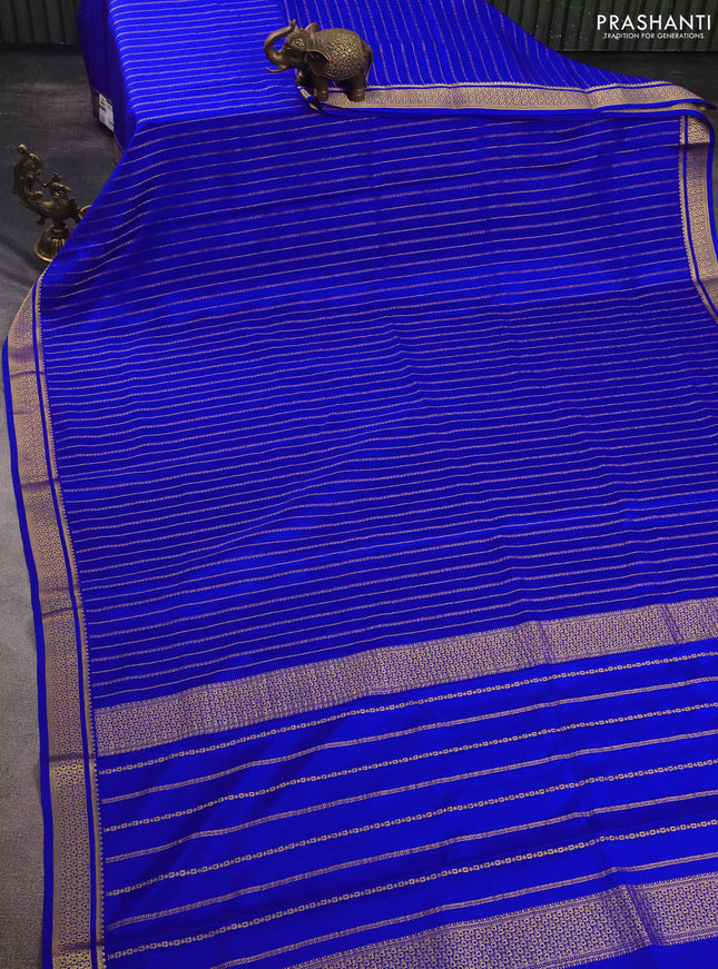 Pure mysore silk saree royal blue with allover zari weaves and zari woven border