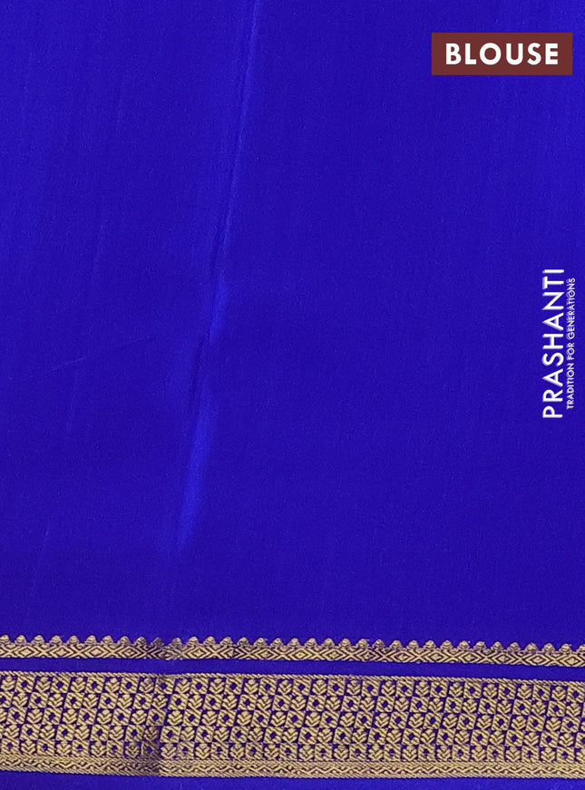 Pure mysore silk saree royal blue with allover zari weaves and zari woven border