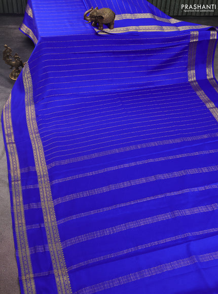 Pure mysore silk saree royal blue with allover zari weaves and rettapet zari woven border