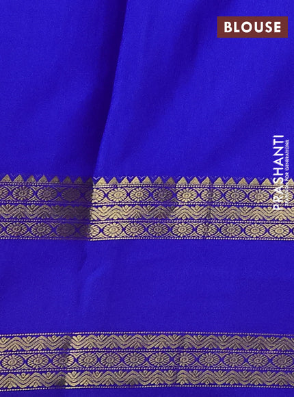 Pure mysore silk saree royal blue with allover zari weaves and rettapet zari woven border