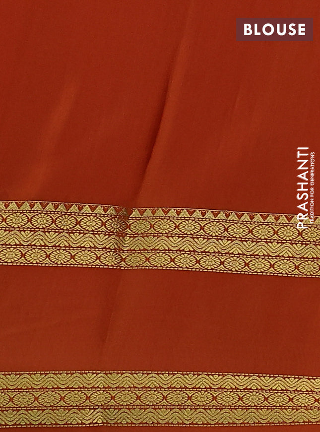 Pure mysore silk saree dark mustard with allover zari weaves and rettapet zari woven border