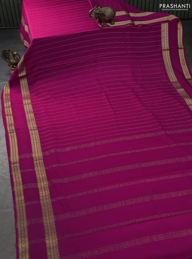 Pure mysore silk saree magenat pink with allover zari weaves and rettapet zari woven border