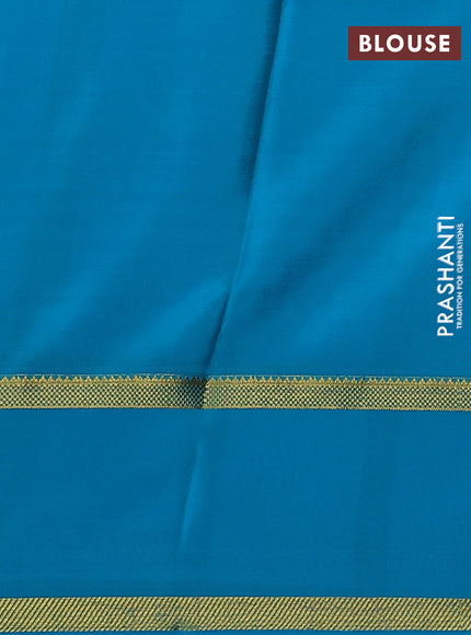 Pure mysore silk saree purple and cs blue with allover zari checked pattern and long rettapet zari woven border