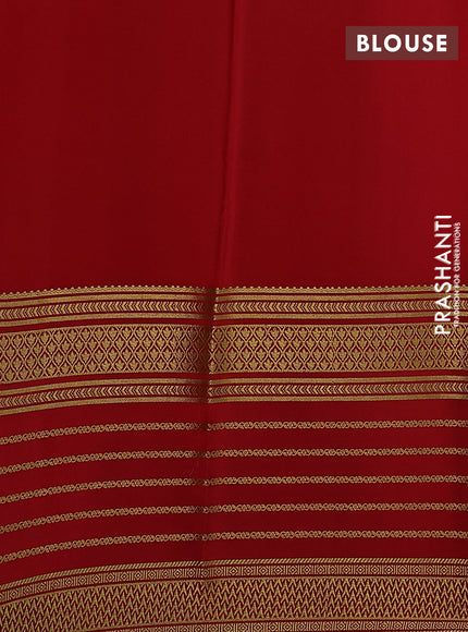 Pure mysore silk saree yellow and red with plain body and long zari woven border