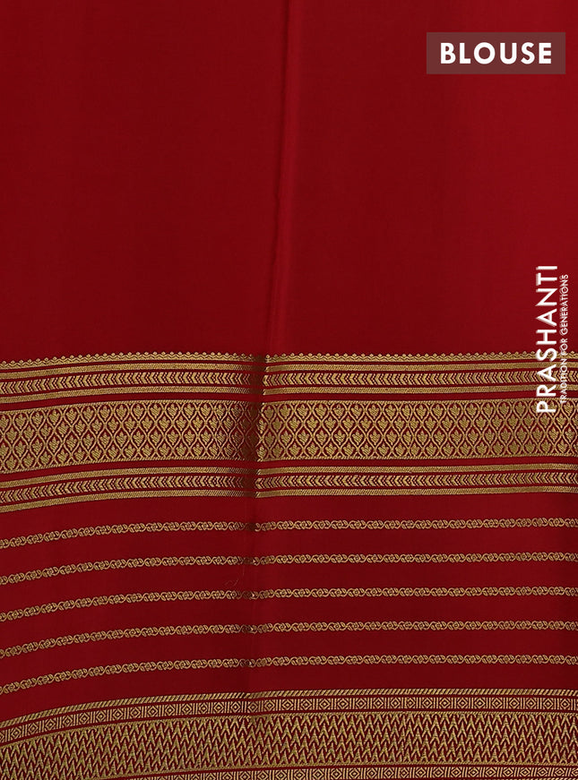 Pure mysore silk saree yellow and red with plain body and long zari woven border