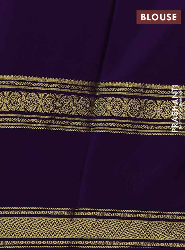 Pure mysore silk saree pink and violet with plain body and long rettapet zari woven border