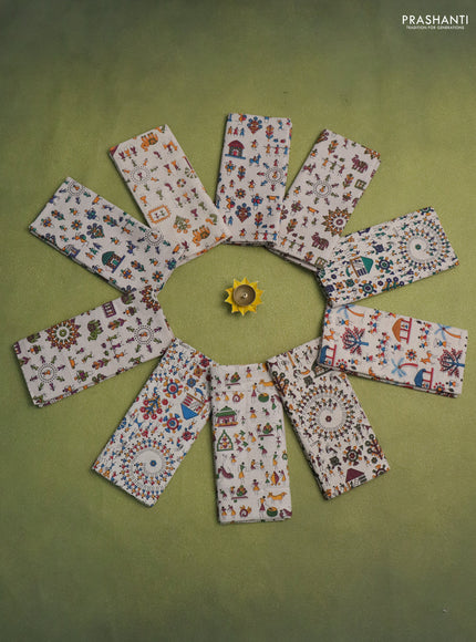 Warli cotton blouse bits cream and Pack of 10