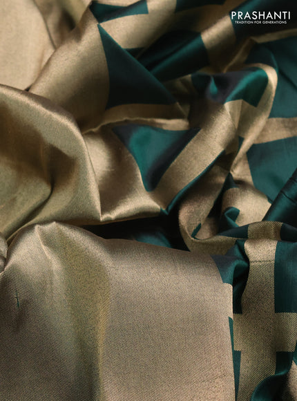 Banarasi tissue partly saree gold and green with plain body and piping border