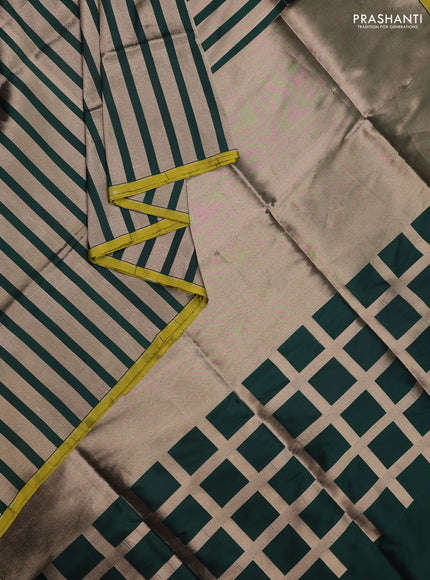Banarasi tissue partly saree gold and green with plain body and piping border