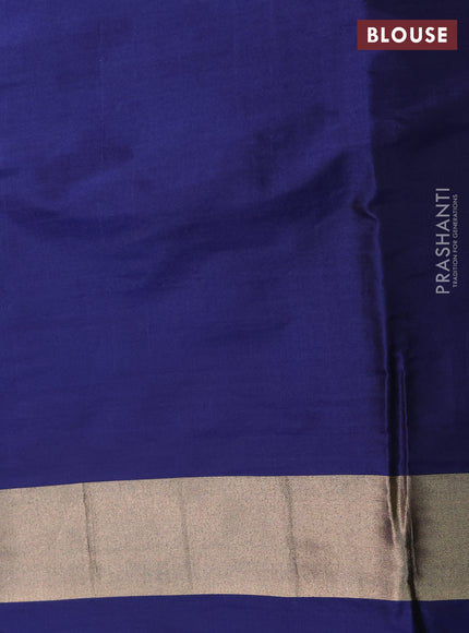 Banarasi tissue partly saree gold and navy blue with plain body and piping border
