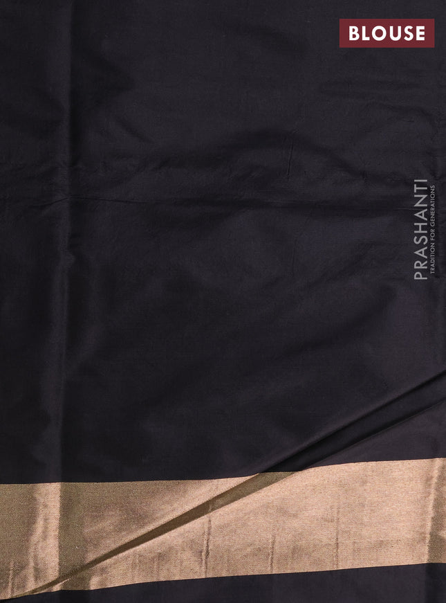 Banarasi tissue partly saree gold and black with plain body and piping border