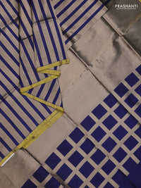 Banarasi tissue partly saree gold and navy blue with plain body and piping border