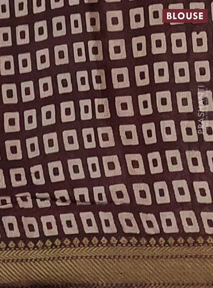 Semi maheshwari cotton saree navy blue and coffee brown with allover butterfly butta prints and zari woven border