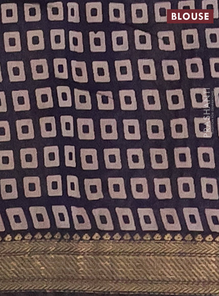 Semi maheshwari cotton saree sap green and deep jamun with allover butterfly butta prints and zari woven border