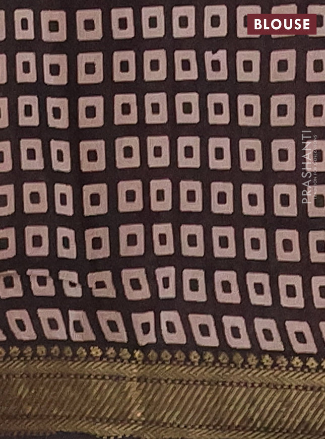 Semi maheshwari cotton saree maroon and coffee brown with allover butterfly butta prints and zari woven border