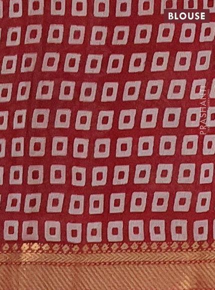 Semi maheshwari cotton saree dark mustard and maroon with allover butterfly butta prints and zari woven border