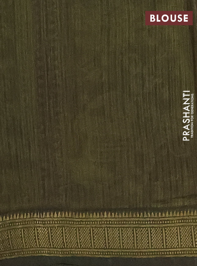 Semi maheshwari cotton saree navy blue and sap green with allover kalamkari prints and zari woven border