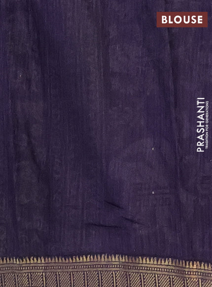 Semi maheshwari cotton saree sap green and navy blue with allover kalamkari prints and zari woven border