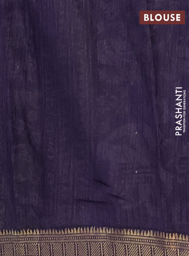 Semi maheshwari cotton saree sap green and navy blue with allover kalamkari prints and zari woven border