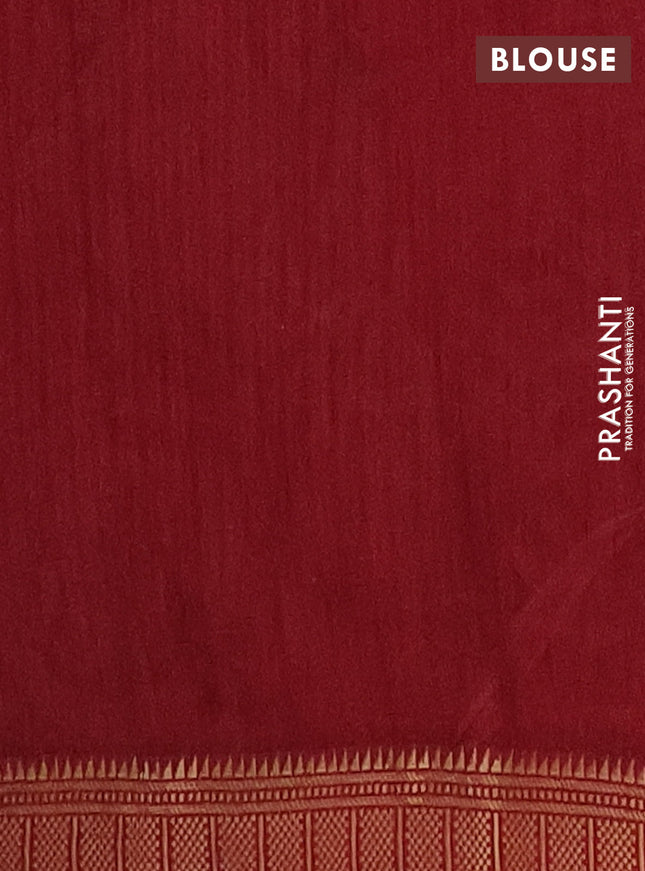 Semi maheshwari cotton saree dark mustard and maroon with allover kalamkari prints and zari woven border