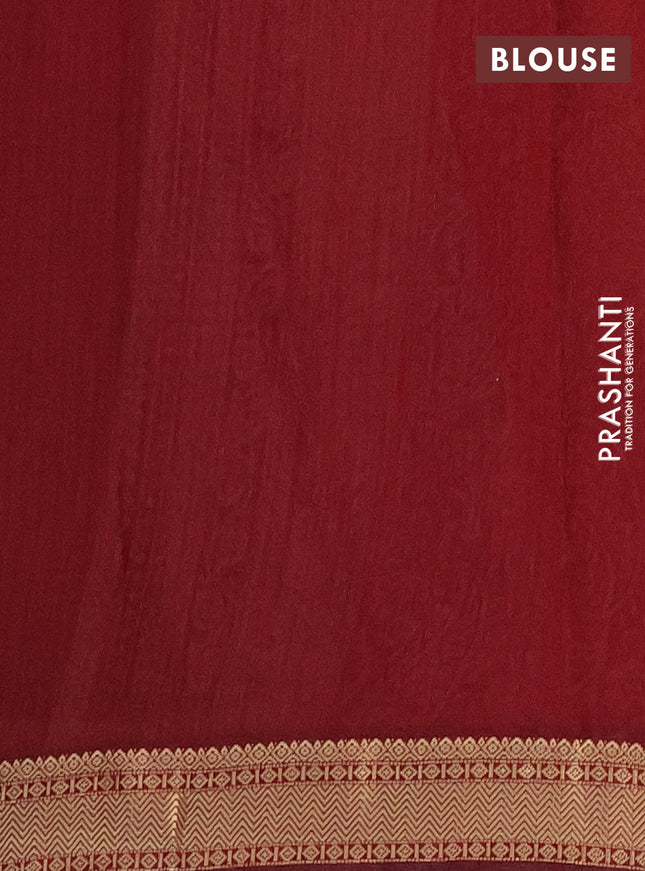 Semi maheshwari cotton saree dark mustard and maroon with allover ikat prints and zari woven border