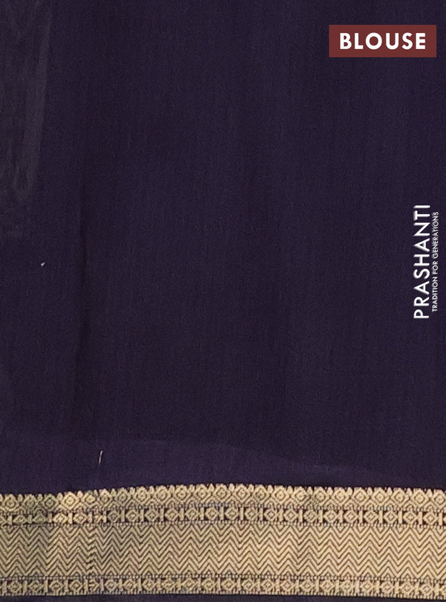 Semi maheshwari cotton saree sap green and navy blue with allover ikat prints and zari woven border