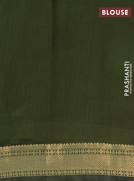 Semi maheshwari cotton saree navy blue and sap green with allover ikat prints and zari woven border