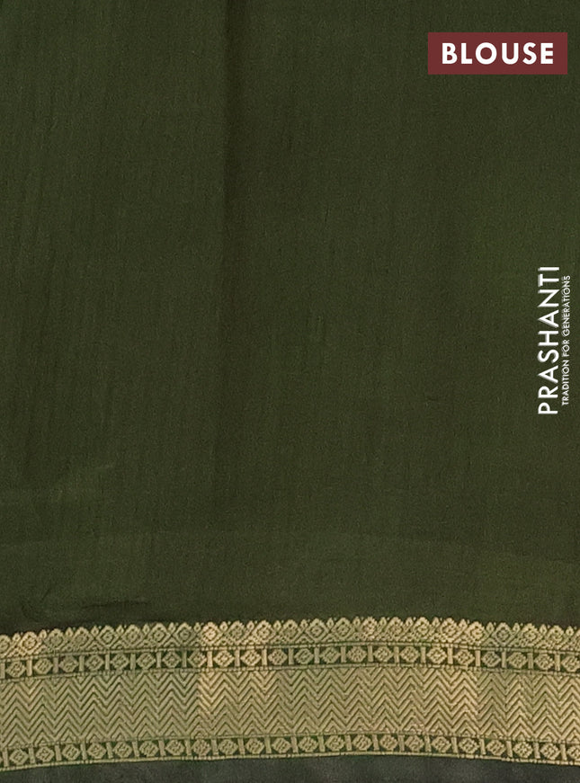 Semi maheshwari cotton saree navy blue and sap green with allover ikat prints and zari woven border