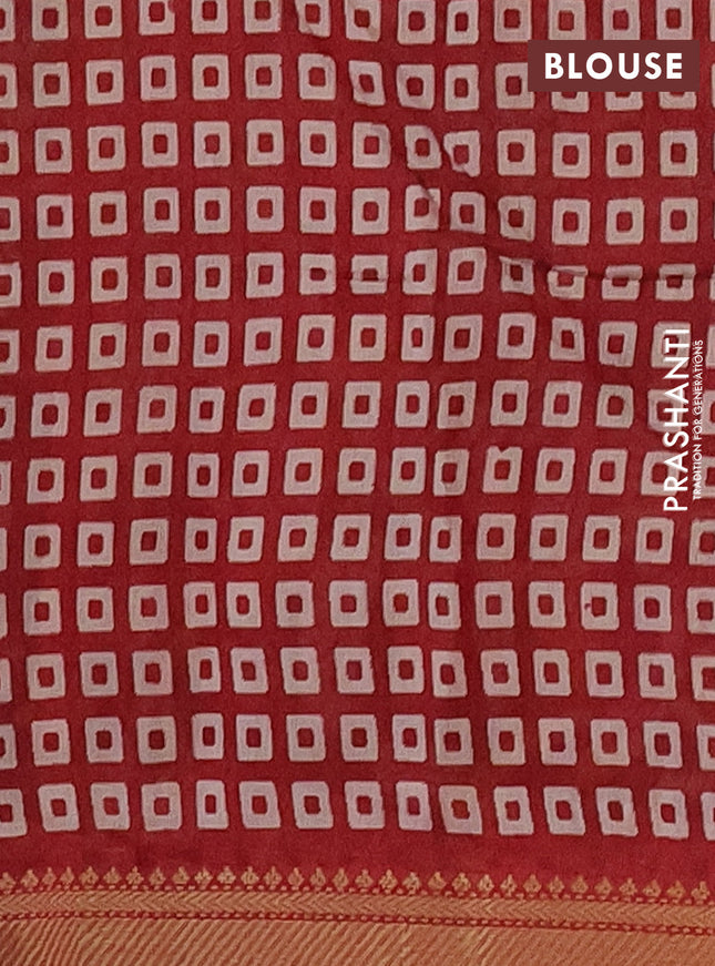 Semi maheshwari cotton saree brown and maroon with allover kalamkari prints and zari woven border