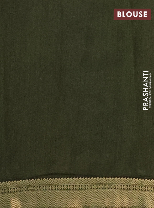 Semi maheshwari cotton saree navy blue and sap green with allover prints and zari woven border