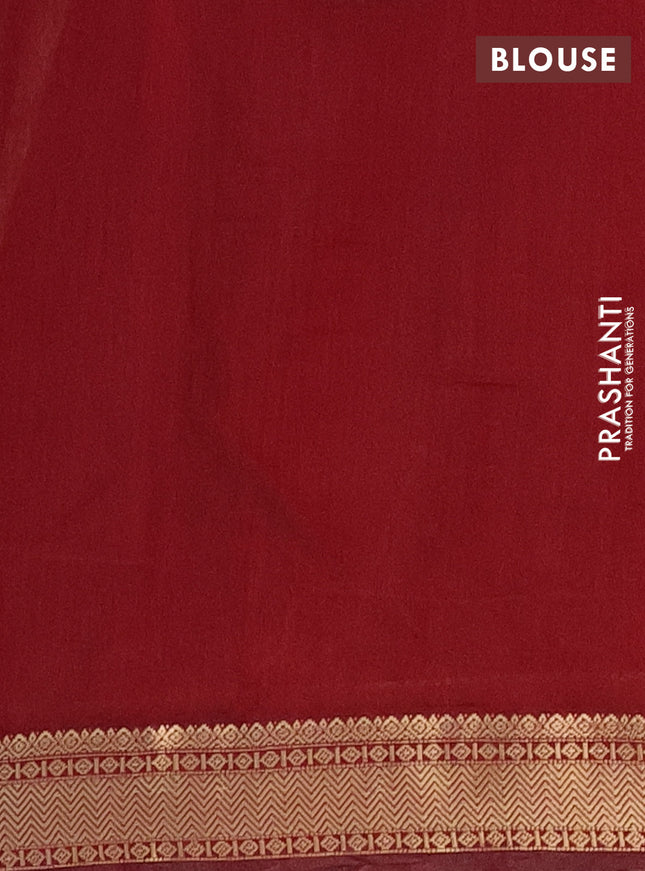 Semi maheshwari cotton saree deep mustard and maroon with allover prints and zari woven border