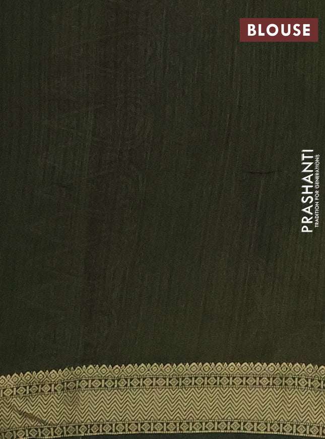 Semi maheshwari cotton saree navy blue and green with allover floral prints and zari woven border