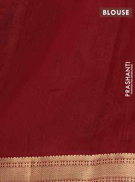 Semi maheshwari cotton saree dark mustard and maroon with allover floral prints and zari woven border